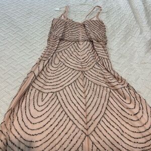 Used Beaded Adrianna Pappel Rose Pink Dress